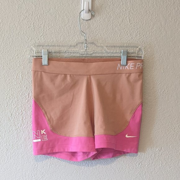 Nike Pants - Nike Women's Athletic Shorts - Pink and Tan